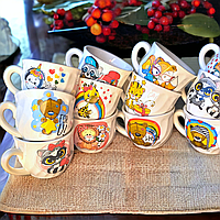 Керамические чашки для садика и школы с мультяшными персонажами 200 мл