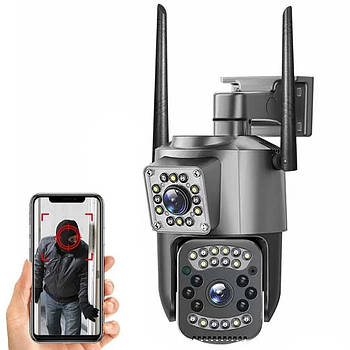 Вулична камера SC03 V380pro, під сім карту 4G / Поворотна камера спостереження на два об'єктиви