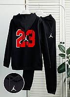 Мужской спортивный костюм на флисе зимний Jordan 23 Fleece зима черный Толстовка + Штаны Джордан с начесом