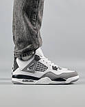 Чоловічі зимові кросівки Nike Air Jordan 4 Retro Fleece на флісі теплі термо білі з сірим. Живе фото, фото 6