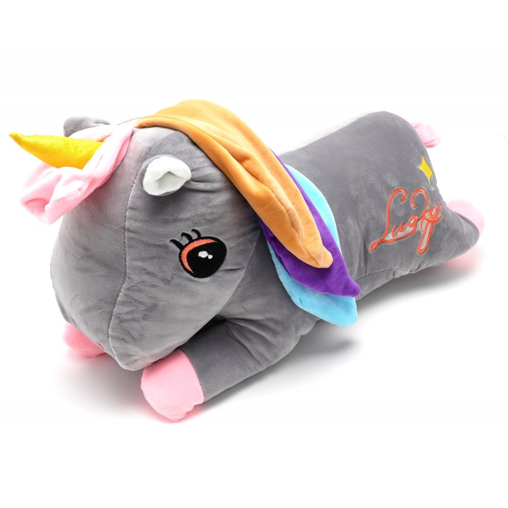 Іграшка-плед Одноріжка 3в1 Сіра(45см), фото 1