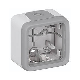 Коробка накладна Legrand Plexo 1-постова (в комплекті з сальниками) ІР55 ІК07 Сіра 069651