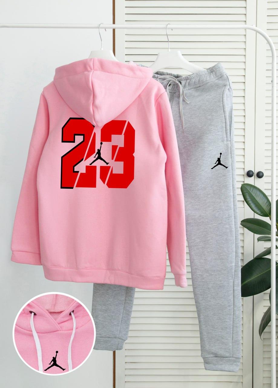 Чоловічий спортивний костюм на флісі зимовий Jordan 23 Fleece зима рожевий толстовка штани джордан з начосом