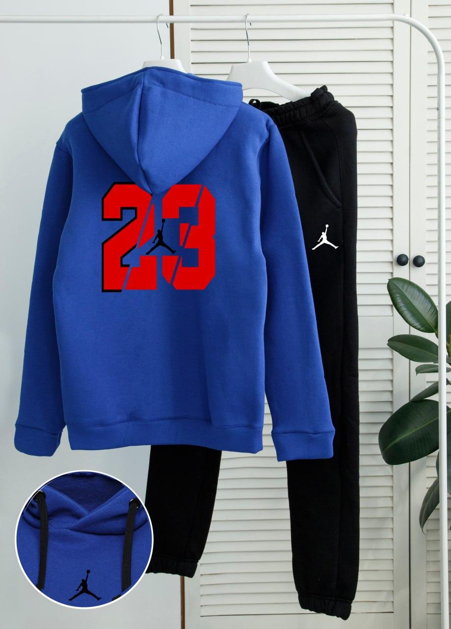 Чоловічий спортивний костюм на флісі зимовий Jordan 23 Fleece зима синій толстовка штани джордан з начосом