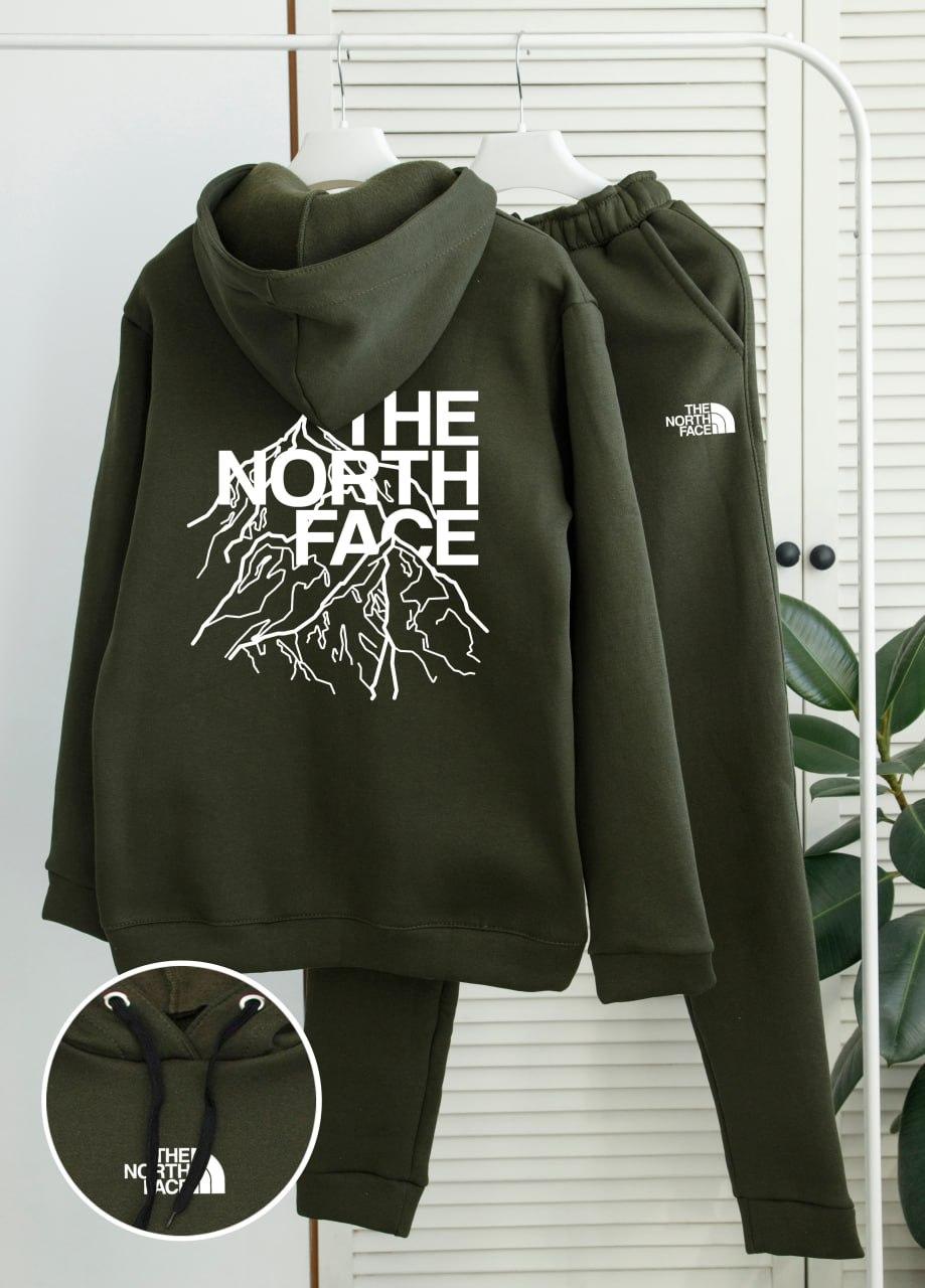 Спортивний костюм чоловічий зимовий The North Face fleece на флісі хакі толстовка штани зе норт фейс
