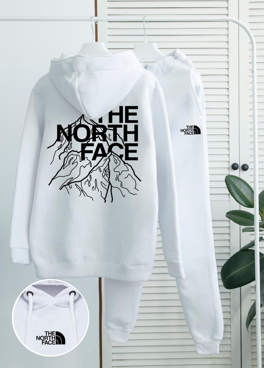 Спортивний костюм чоловічий зимовий The North Face fleece на флісі білий толстовка штани зе норт фейс