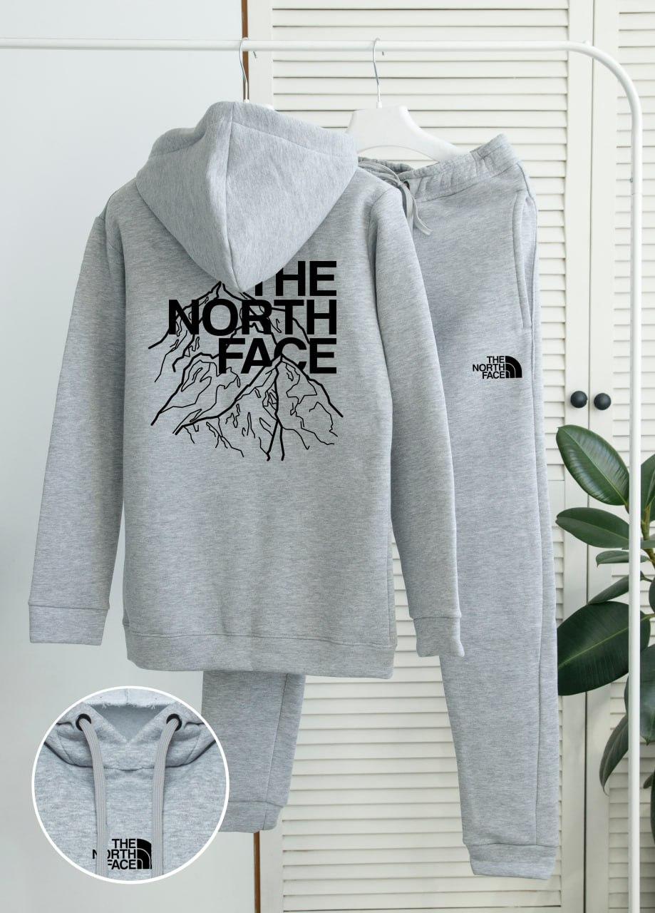 Спортивний костюм чоловічий зимовий The North Face fleece на флісі сірий толстовка штани зе норт фейс