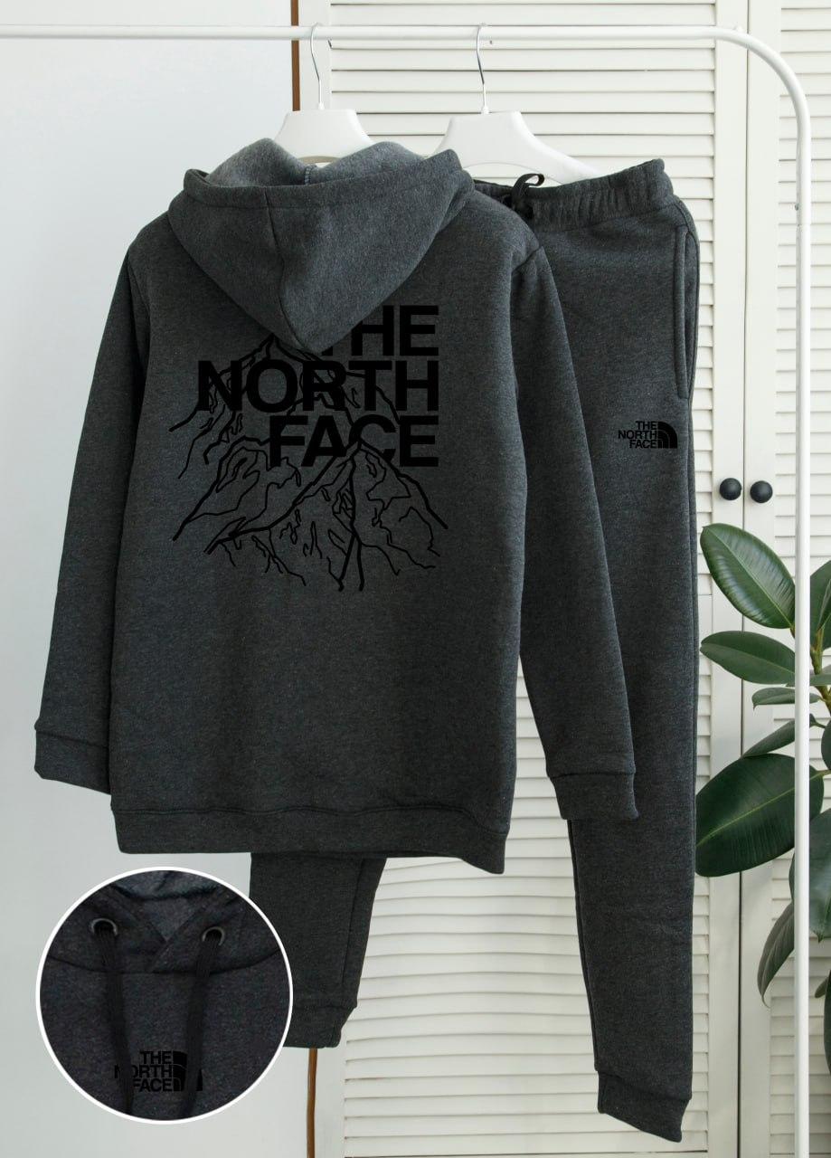 Спортивний костюм чоловічий зимовий The North Face fleece на флісі графітовий толстовка штани зе норт фейс