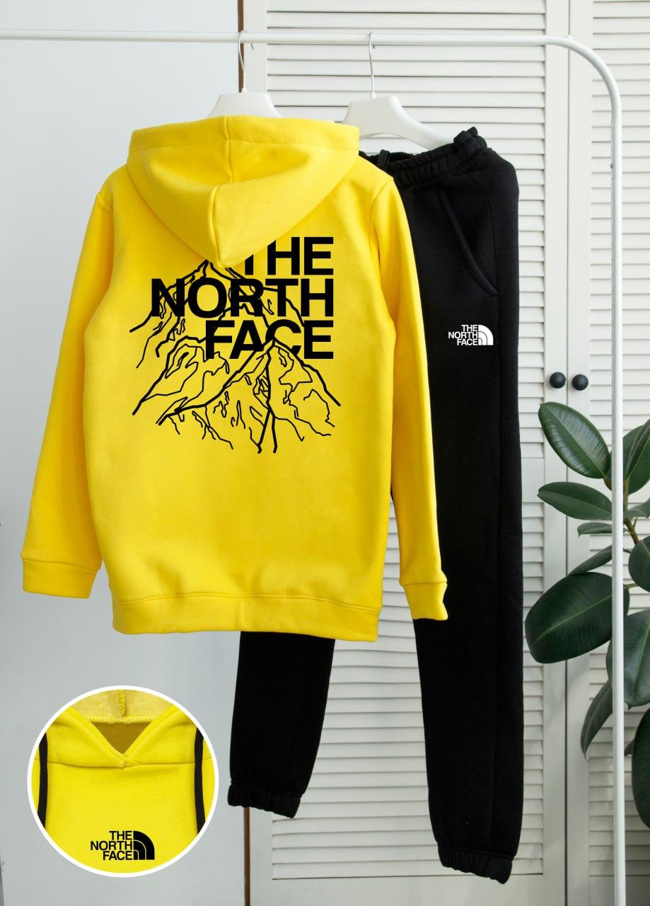 Спортивний костюм чоловічий зимовий The North Face fleece на флісі жовтий толстовка штани зе норт фейс