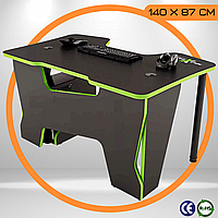 Стол для Компьютера 140x87x75 см с Вырезом Зеленый Игровой Геймерский Стол для Геймера Madxracer Comfort GT14