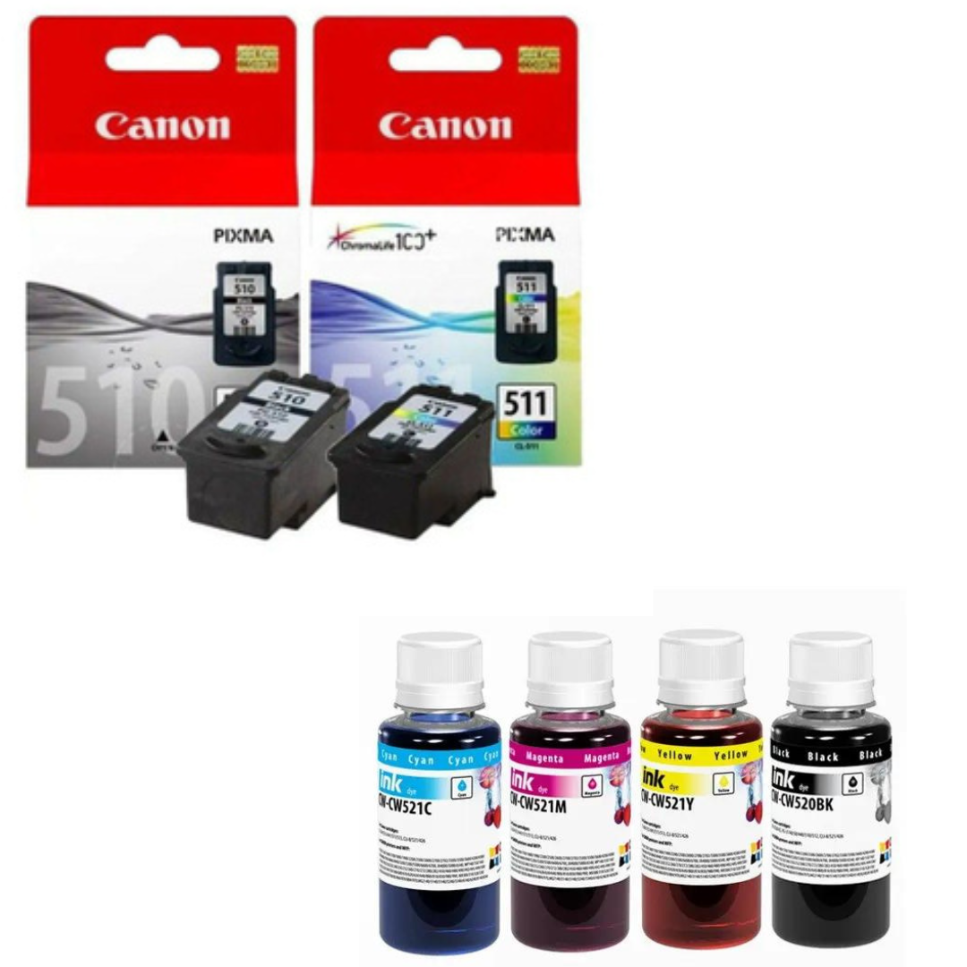 Набір картриджів Canon PG-510, CL-511 Black/Color + Чорнило Colorway CW520/CW521SET01 100мл