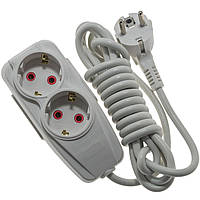 Подовжувач Quantum 2 поста із заземленням білий 2м (3*1,0), серія Bestline 1шт/уп