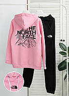 Зимовий чоловічий спортивний костюм The North Face Winter на флісі рожевий | Кофта з начосом + Штани зима TNF