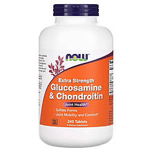 Глюкозамін і хондроїтин NOW Foods "Glucosamine & Chondroitin" для суглобів, посилений (240 таблеток)