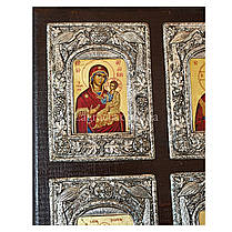 Домашній іконостас з 4 писаних ікон у сріблі 28 Х 36,5 см, фото 2