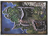 Рельефная 3Д карта Средиземья (Третья Эпоха) для фанов "Властелина Колец" и творчества Толкина.