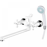 Змішувач для ванни Plamix пластиковий зі шлангом і лійкою SIRIUS-140 White PM0637