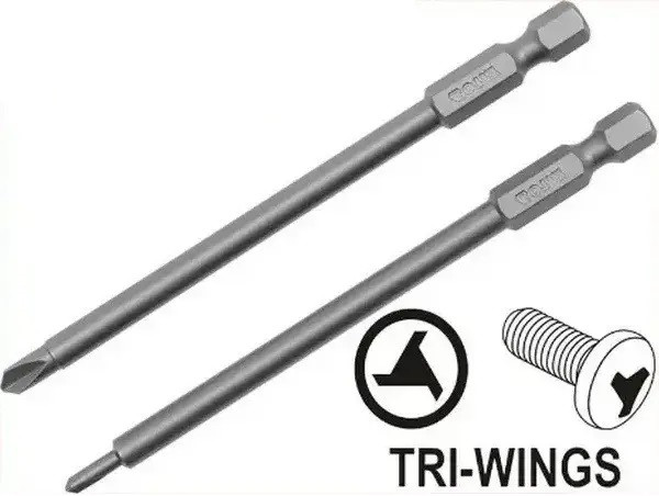 Насадка викрутки біта YATO TRI-WING 1/4 № 2/4х100 мм 2шт YT-0497