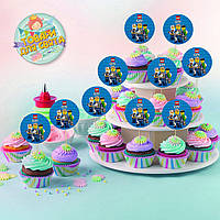 Круглі топери "Лего сіті" (10 шт./пач.) для кексів, мафінів, капкейків