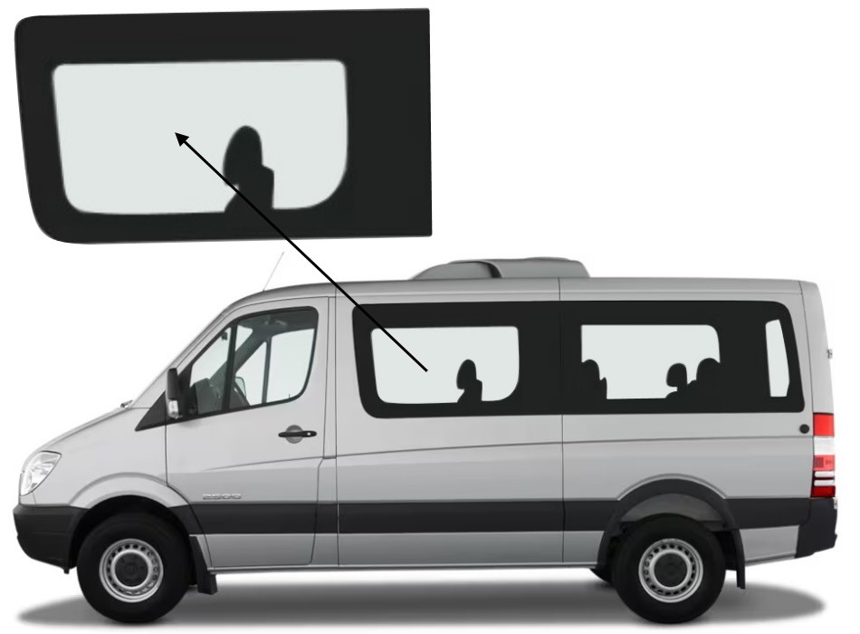 Бічне скло Mercedes Sprinter 2006-2018 салону переднє ліве середня база, фото 1