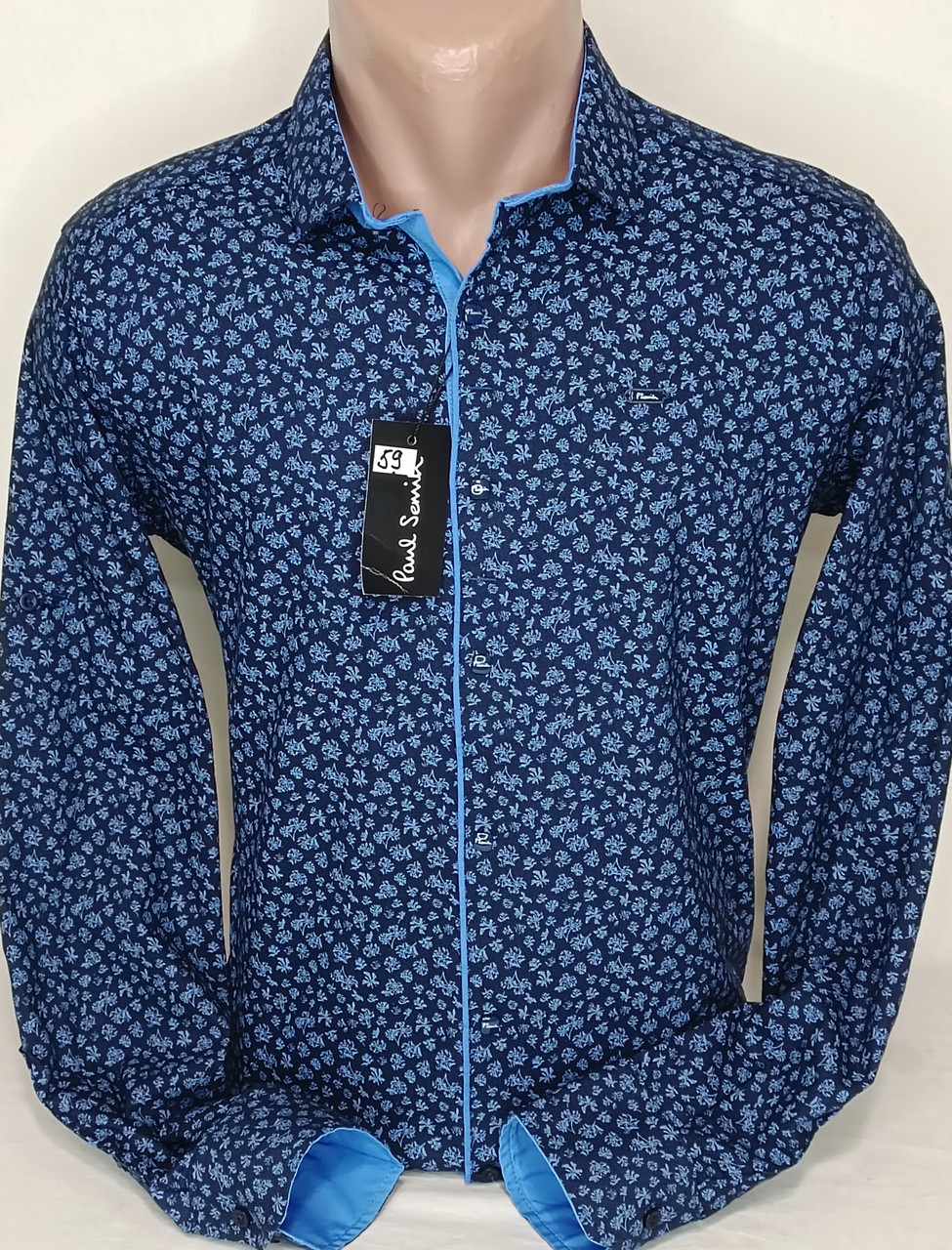 Сорочка чоловіча Paul Smith vd-0059 приталена у візерунок із довгим рукавом трансформер Туреччина стильна ошатна