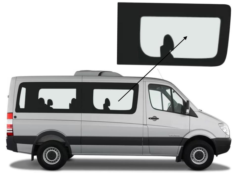 Бічне скло Mercedes Sprinter 2006-2018 салону переднє праве середня база, фото 1