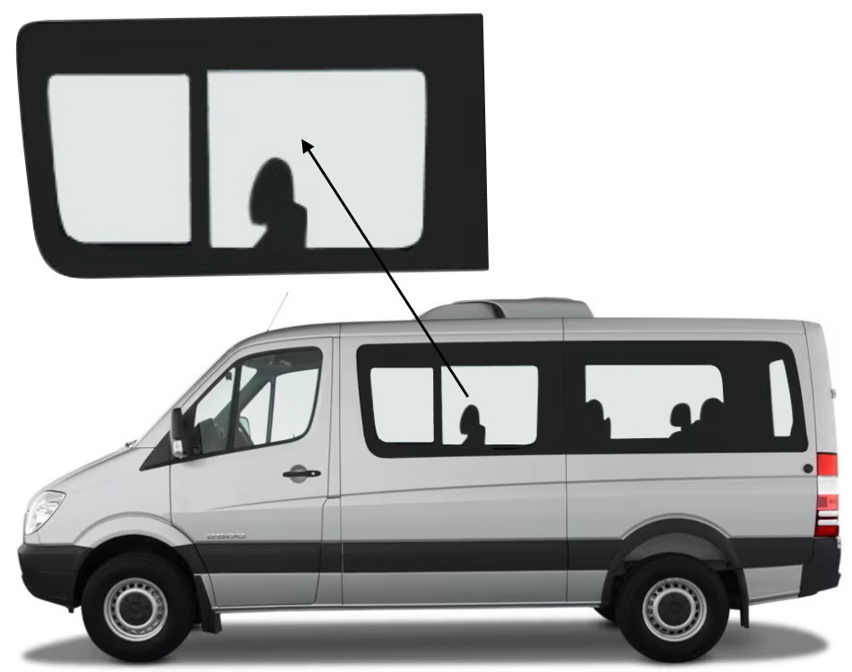 Бічне скло Mercedes Sprinter 2006-2018 з кватиркою салону переднє ліве, фото 1