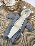 Дитячий зимовий комбінезон цільний, розмір 62 та 68 см  ,цельник зимний для новорожденных, фото 4