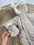 Дитячий зимовий комбінезон цільний, розмір 62 та 68 см  ,цельник зимний для новорожденных, фото 8