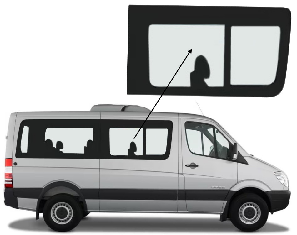 Бічне скло Mercedes Sprinter 2006-2018 з кватиркою салону переднє праве, фото 1