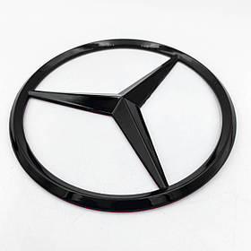 Емблема Mercedes-Benz (Мерседес) 90 мм на кришку багажника Чорний глянець