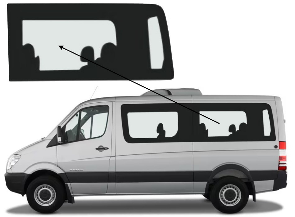Бічне скло Mercedes Sprinter 2006-2018 салону заднє ліве середня база, фото 1