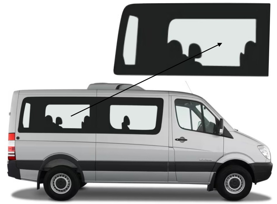Бічне скло Mercedes Sprinter 2006-2018 салону заднє праве середня база, фото 1