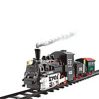 Железная дорога "Паровоз" (16 элементов, 2 вагона, звук, свет, дым) GY801-1