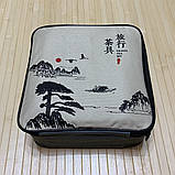 Набір чайна порцеляна з бамбуковим столиком у сумці, фото 3