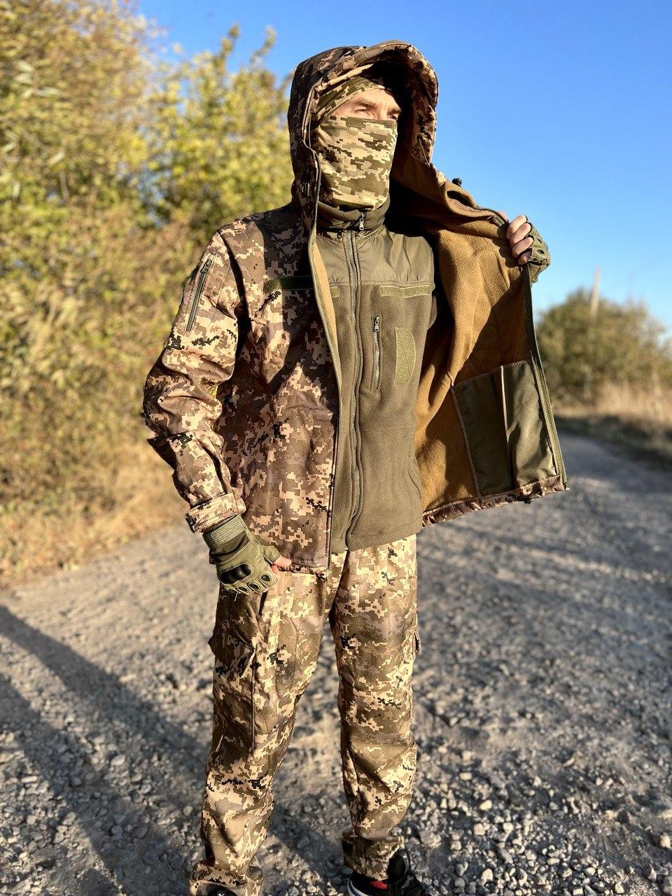 Костюм SoftShell Софтшелл чоловічий весна осінь комплект куртка та штани Піксель. Розмір L, XL