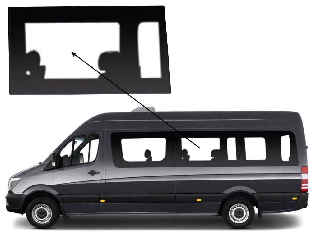 Бічне скло Mercedes Sprinter 2006-2018 салону середнє ліве довга база, фото 1