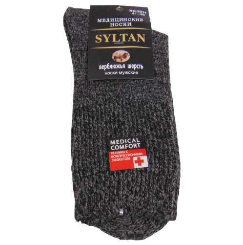 Медичні шкарпетки з верблюжею шерстю Syltan 9311 41-46 темно-сірі, фото 1