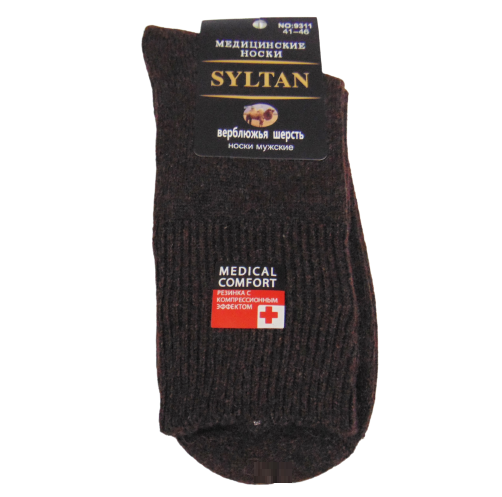 Медичні шкарпетки з верблюжею шерстю Syltan 9311 41-46 коричневі, фото 1