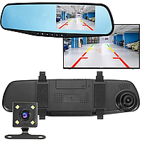 Видеорегистратор зеркало с камерой заднего вида 1433, монитор 4,3" / Зеркало регистратор в машину 2 камеры