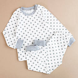 Піжама дитяча бавовняна з сірими зірочками, інтерлок хлопчику