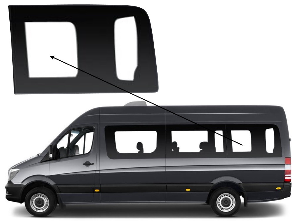 Бічне скло Mercedes Sprinter 2006-2018 салону заднє ліве довга база, фото 1