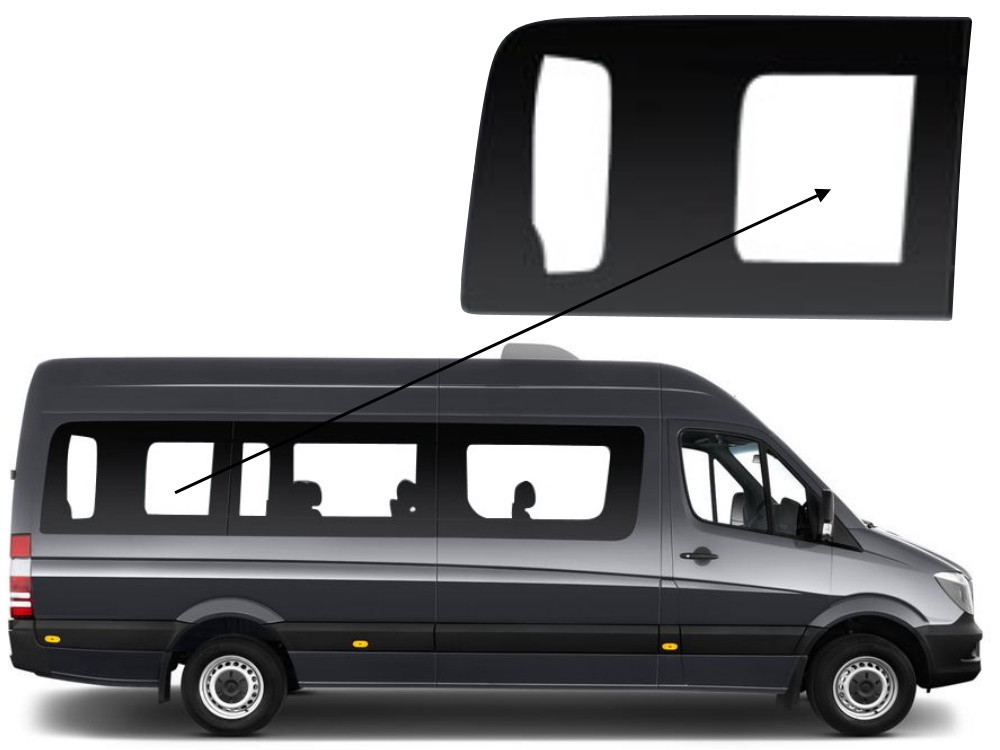 Бічне скло Mercedes Sprinter 2006-2018 салону заднє праве довга база, фото 1