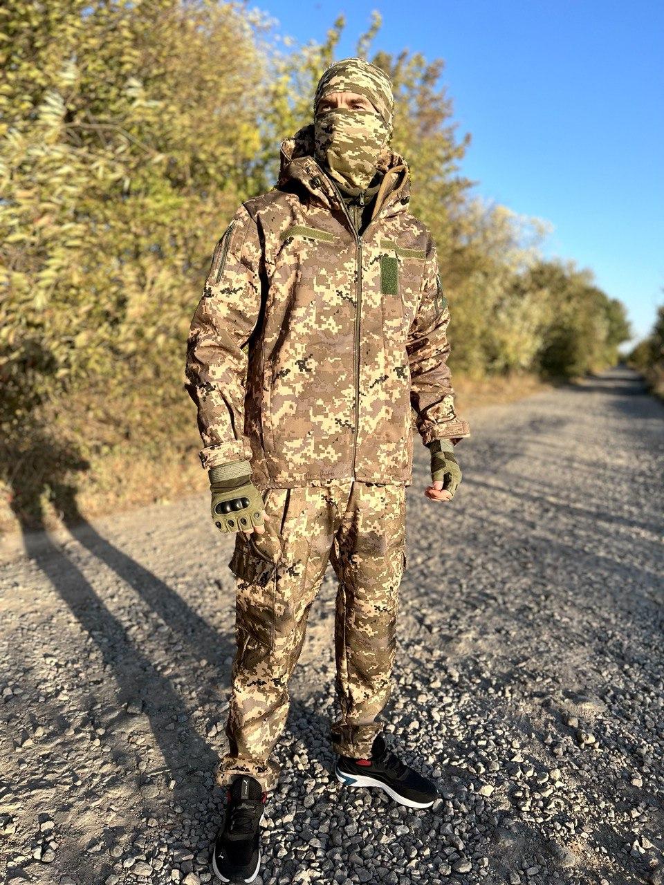 Костюм SoftShell Софтшелл осінній комплект куртка та штани піксель. Розмір L / XL, фото 1