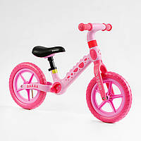 Беговел детский Corso CS-12366 Розовый 12 дюймов нейлоновая рама и вилка, колеса EVA