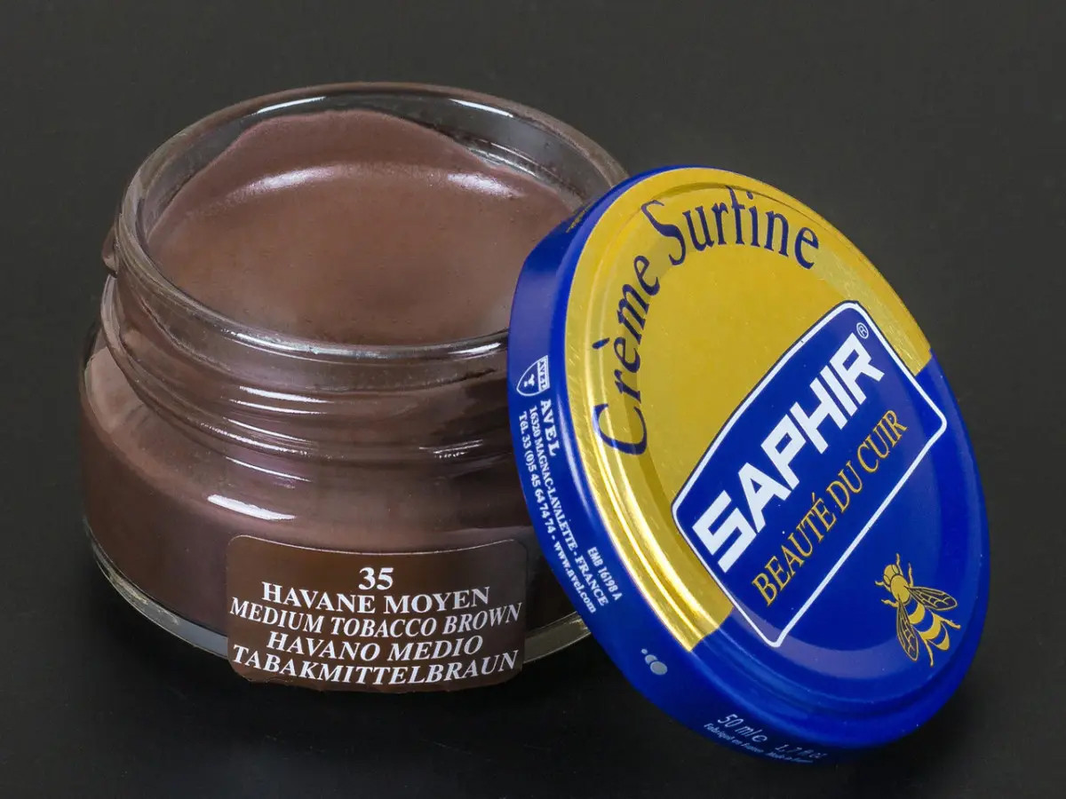 Зволожуючий крем для Взуття Saphir Creme Surfine середній-тютюн