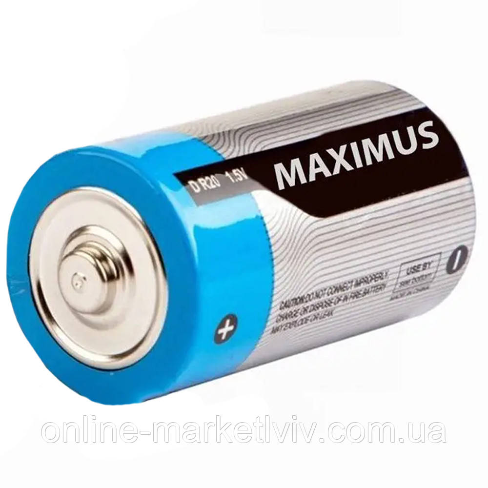 Батарейка R20 D 1,5V Maximus / Сольова батарейка тип D / Велика батарейка