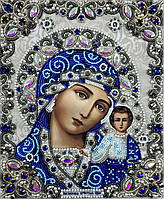 ЖК-4003 Богородица Казанская в серебре с жемчугом и камнями, набор для вышивки иконы
