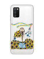 Прозорий чохол на Samsung Galaxy A03s :: Дівчина зі стрічкою (принт 25)