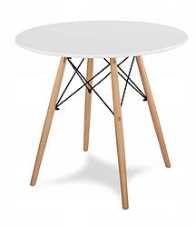Круглий стіл кухонний білий TODI 80 × 75 см DT-005-1 WHITE 3322